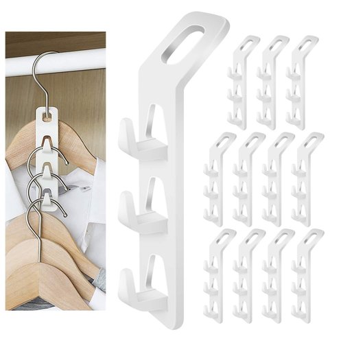 Cascading Clothes Hanger Hooks,Hanger Extender Clips,for Space Saving Multi-Function Cascading Connection Hooks,Cabinet Clothes Connection Folding Storage Clothes Rack Hanger(12pcs)