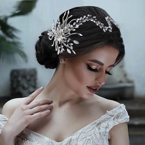 Mpoikba Wedding Hair Pieces for Brides, Handmade Bridal Hair Comb, Rhinestone Wedding Hair Accessories