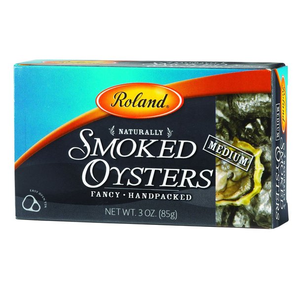 Roland Foods Premium Naturally Smoked Medium Oysters in Oil, Wild Caught, 3 Ounce, Pack of 1