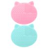 [2-Pack] Makeup Brush Cleaning Mat, Cute Cat Ear Design Silicone Portable Brush Cleaner Pad Washing Tools with Suction Cups [US Patent Registered] (Pink+Green)