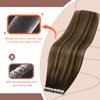 Sunny Hair Brown Tape in Human Hair Extensions Balayage Tape in Hair Extensions Human Hair Medium Brown Balayage Caramel Blonde Mix Brown Human Hair Tape Extensions Short Hair 12inch 20pcs 30g