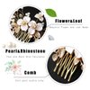 JONKY Flower Hair Comb Gold Leaf Headpieces Pearl Hair Pieces Bridal Hair Side Combs Wedding Hair Accessories for Bride and Bridesmaid