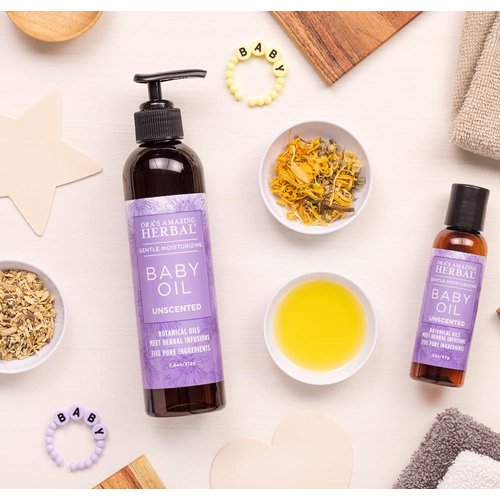 Ora's Amazing Herbal Calendula Baby Oil, Baby Massage Oil, Natural Baby Oil, Cradle Cap, Baby Hair Oil, Baby Scalp Oil, Infant Massage Oil with Organic Jojoba, Baby Acne, Unscented Baby Oil