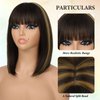 Guree Hair 12 Inch Light Yaki Bob Wigs for Black Women Wear And Go Glueless Wig Short Straight Blunt Cut Bob Wig With Bangs Natural Hairline Synthetic Bangs Wig for Daily Party Use(Highlight)