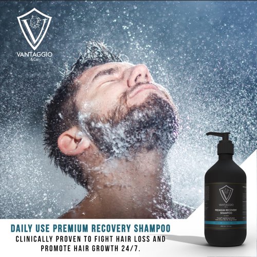 Vantaggio Hair Loss Shampoo for Men – Boosts Hair Growth and Thickening – DHT Blocker Fights Thinning and Alopecia – PROCAPIL Formula with Castor Oil and Dead Sea Salt