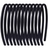 Black Headbands for Girls 12Pcs Skinny DIY Head Bands Hard Thin Headband with Teeth, 8mm Rubber Plastic Hairbands for Kids Teens Party Favors