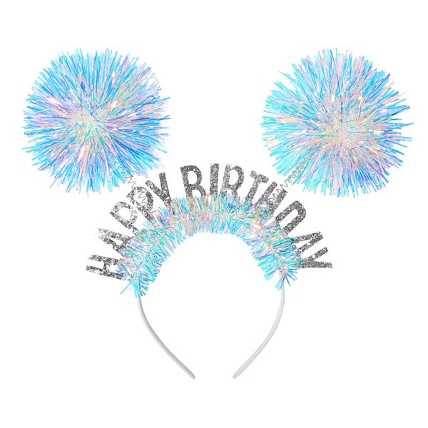 Birthday Girl Headband White Glitter Hair Bands Fashion Sparkle Tiaras White Fancy Hair Hoop Happy Birthday Decorations for Birthday Party Bling Princess Birthday Crown for Hair Styling Birthday Gift
