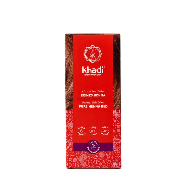 khadi CLASSIC RED (Henna) Natural Hair Color, 3.5 oz, Plant based hair dye for exciting orange-red to intense bright red, 100% herbal, vegan, PPD & chemical free, natural cosmetic for healthy hair.