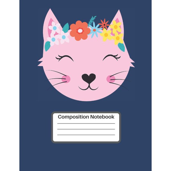Composition Notebook for Girls: Cute Cat Wide Ruled Lined Journal