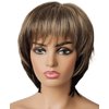 Nicetobuy Umeet Short Straight Wigs with Bangs Blonde mixed Dark Brown Fashion Style Synthetic Fiber Wigs for Women