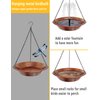 Keygift Hanging Bird Bath for Outdoor, Antique Copper Metal Bird Feeder Birdbath Bowl with 17” Rust-Proof Black Chains for Garden Backyard Decor