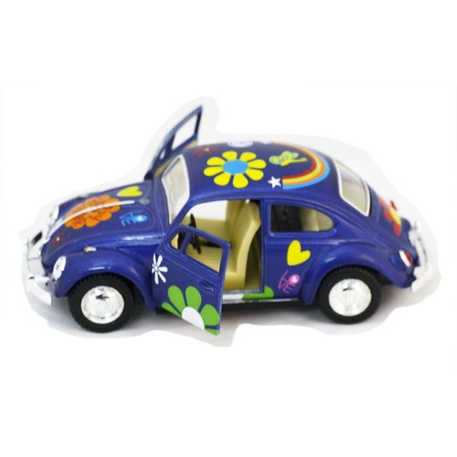 Diecast Cars-Set of 4 Cars: 5 VW Happy Flower Classic Beetle 1/32 Scale, Pull Back n Go Action. by Kinsmart