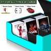 Card Deck Case for Trading Cards,Card Storage Box Holds 1800+ Single Sleeved Cards,PU Leather Magnetic Closure Commander Card Boxes Magic Card Holders Fit for Game Sport Cards (Black&Sky Blue)