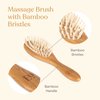 EllaOla Baby Hair Brush & Comb Set from Natural Bamboo - 3 Piece Set with Ultra Soft Bristle Cradle Cap Brush, Massage Hair Brush, Bamboo Comb for Toddlers, Newborns & Infants I Baby Registry Gift