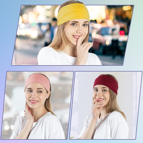 RITOPER 10 Pack Wide Headbands for Women, Workout Yoga Running Womens Headbands Boho Hair Bands for Women's Hair, Non Slip Sweat Head Bands Thick Hair Wrap (Solid Headbands)