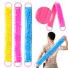 3 PACK Double-Sided Lace Cloth Back Loofah Scrubber Bath Scrub Shower Sponge Long Exfoliating Back Scrubber Scratcher Strap With Handle, Cream Skin Wash Cleaner Applicator
