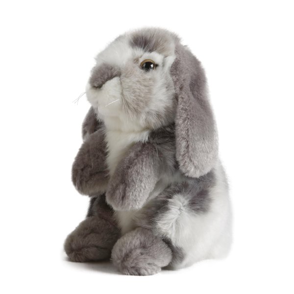 Living Nature Grey Sitting Lop Eared Rabbit Stuffed Animal | Fluffy Rabbit Animal | Soft Toy Gift for Kids | 7 inches