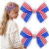 4th Of July Hair Bow Clips America Flag Girl Bow Clip Independence Day Bow Alligator Clips Diamond BowHairpins Patriotic Parade Clothing Hair Decoration for Women And Girls
