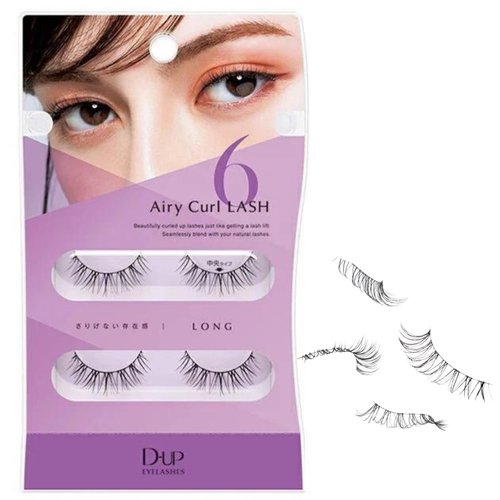 D-UP Natural Look False Eyelashes, False Lashes for Nature Look, Japanese Natural Looking Fake Eyelashes All Day Long Lasting Wear, 2 Pairs, Airy Curl Lash 06