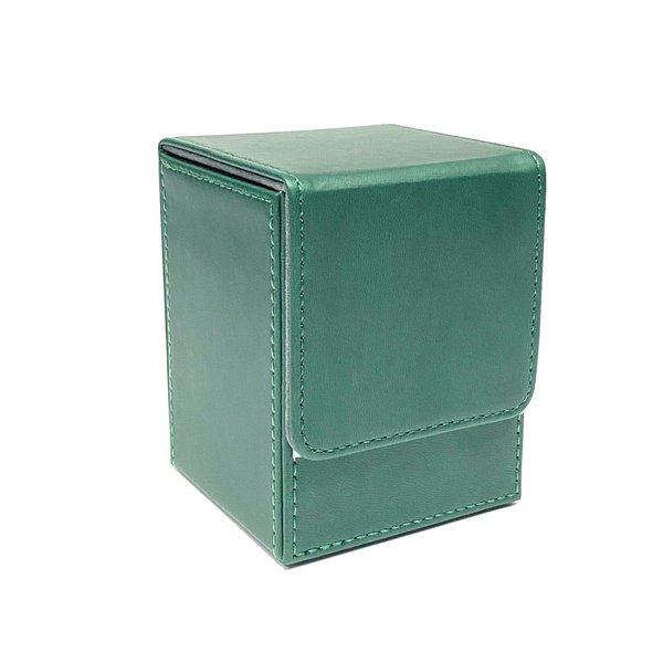 lenayuyu 1pc Card Deck Box for MTG Cards, Card Storage Box Fits 100+ Single Sleeved Cards, PU Leather TCG Card Deck Case Holder for Magic Commander Yugioh (Toploading Green Color)