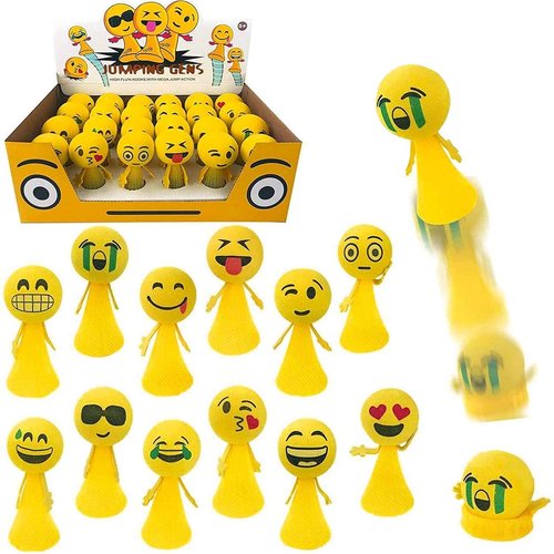 Liberty Imports 24 PCS Jumping Emoticon Popper Spring Launchers LED Light Up Toy Bouncy Party Favors Supplies and Goodie Bag Fillers for Kids, Toddlers (Light Up)