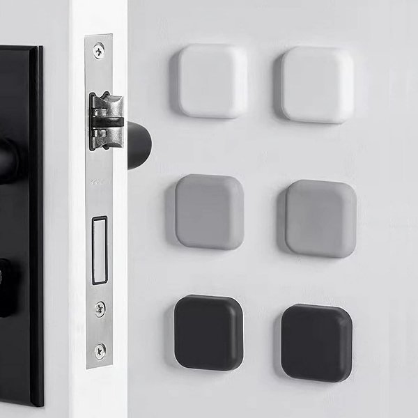 Door Stoppers Wall Protector - Silicone Door Knob Guard Wall Shield - Self-Adhesive Door Handle Bumper Silencer for Home ＆ Office Walls (White, Gray, Black)