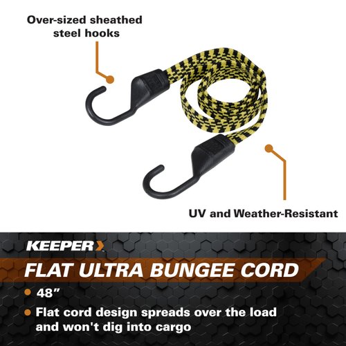 Keeper - 48” Flat Ultra Bungee Cord - UV and Weather-Resistant