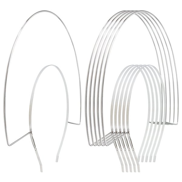 Lawie 6 Pack 2 Layer Fan-shaped Metal Silver Queen Goddess Angel Halo Crown Headband Thin Hairbands Tiara Hair Hoops DIY Craft Plain Base Headpieces Halloween Party Cosplay Costume Hair Accessories