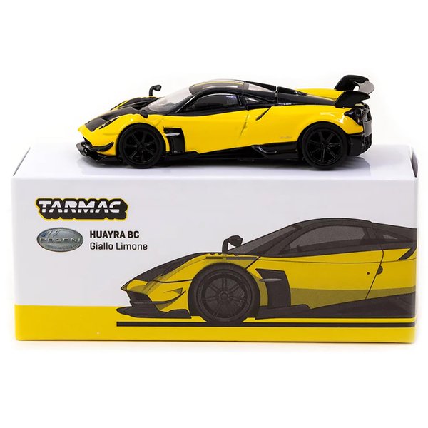 Tarmac Works Huayra BC Giallo Limone Yellow and Black Global64 Series 1/64 Diecast Model Car T64G-TL014-YL