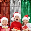 Lucleag 6Pcs Christmas Foil Fringe Curtains, 3.3X6.6Ft Christmas Fringe Curtain Backdrop, Red Green Silver Metallic Tinsel Foil Fringe Streamers Curtains Background for Christmas Party Supplies