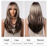testar Blonde Brown Wigs With Curtain Bangs,Long Straight Wigs For Women Cosplay Wig Natural Looking Synthetic Layered Wigs For Daily Use 24IN