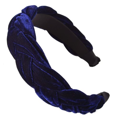 ROWAGY Women Velvet Puffy Spa Headband for Washing Face Makeup Skincare Head Band Girls Braided Cross Facial Hair Band (Blue)