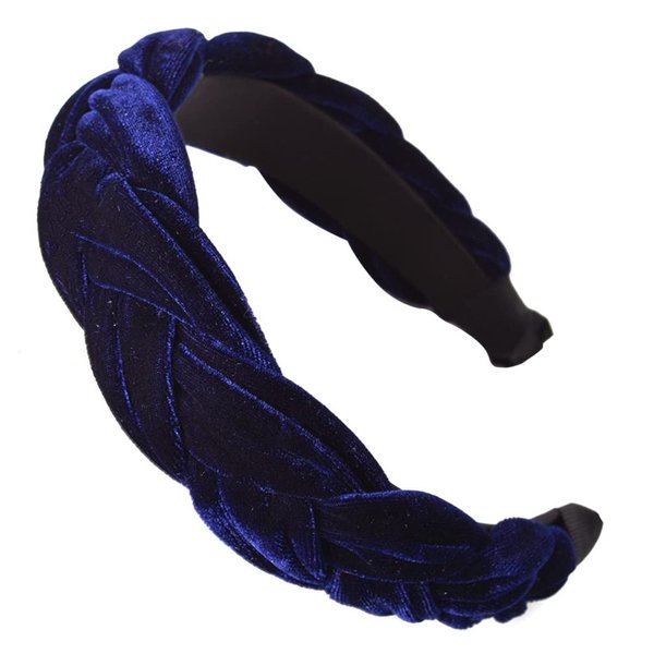 ROWAGY Women Velvet Puffy Spa Headband for Washing Face Makeup Skincare Head Band Girls Braided Cross Facial Hair Band (Blue)