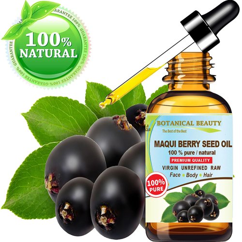 Botanical Beauty MAQUI BERRY SEED OIL 100% Pure Natural VIRGIN UNREFINED Cold-Pressed Carrier Oil 1 Fl oz 30 ml for Face, Skin, Body, Hair, Lip, Nails. Rich in Vitamin E, Vitamin C