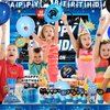 VOFGODI Video Game Birthday Decorations, 240Pcs Gaming Party Decorations for 10 Guests Banners, Balloons and Tablecloths, Boys Birthday Party Set Blue
