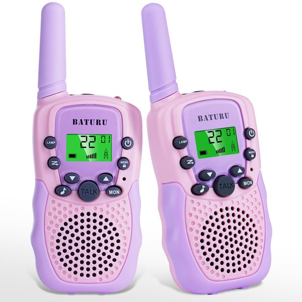 BATURU Walkie Talkies for Kids, Kids Walkie Talkies 2 Pack, Walkie Talkies Christmas Toys Gifts for 4 5 6 7 8 9 10 Year Old, Stocking Stuffers for Kids Boys Girls Toddlers (2 Pack-Pink Purple)