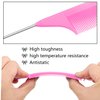 6 Pieces Parting Comb Rat Tail Hair Comb Cutting Comb Set Pintail Comb Carbon Fiber Teasing Comb Styling Comb with Stainless Steel Handle for Braids Salon Home Supplies (Pink)