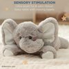 Bearington Baby Lil’ Spout Rattle: 8-Inch Plush Stuffed Gray Elephant Rattle, Shaker Toy with Soft Plush Fur, Floppy Ears and Satin Bow; for Baby Shower or First Birthday