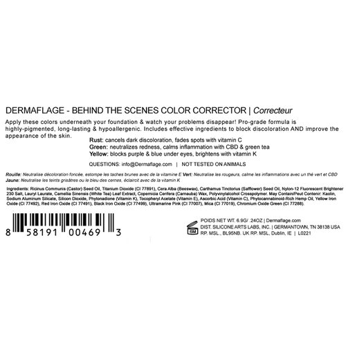 Dermaflage Color Correcting Palette, Color Corrector Concealer for Dark Circles, Redness, Bruises, Dark Spots, by Dermaflage 6.9g/.24oz