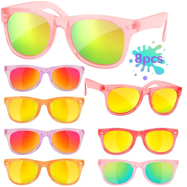 Rugort Party Favors Kids Sunglasses Bulk- DIY Girls Boys Sunglasses for Kids Age 3-8 with UV 400 Protection, Neon Sunglasses for Kids Birthday Party Supplies, Goody Bag Stuffers
