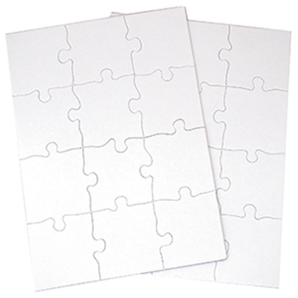 INOVART Puzzle-It 12-Piece Blank Puzzle, 12 Puzzles Per Package, 8-1/2" x 11", White