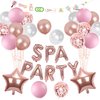 Spa Birthday Party Supplies Girls - Rose Gold Spa Party Balloon Banner Garland, Star Foil Balloons Confetti Balloons, Girls Night Sleepover Party Pajamas Birthday Party Decorations