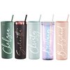 Personalized Tumbler With Lid and Straw Holographic, Bridesmaids Gifts, Acrylic Tumbler, Skinny Tumbler with Straw, Personalized Gift