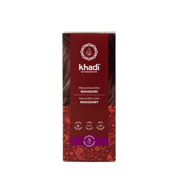 khadi Ayurvedic Natural Hair Color, 100% herbal, vegan, PPD & chemical free, certified natural cosmetics for healthy hair (MAHOGANY, 1 Pack (1 x 3.5oz))