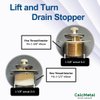 CalcMetal Lift and Turn Bathtub Drain Stopper with ABS Plastic Bushing, Fits in 1-1/2 Inch or 1-3/8 Inch Inner Bathtub Shoe, Easy to Install, Matte Black