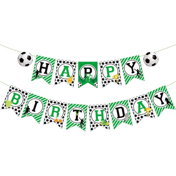 BIEUFBJI Soccer Banner, Sports Themed Party Decor, for Baby Shower, Birthday (9.7x6.7 inches, Paper, Unisex)