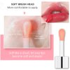 Plumping Lip Oil, Hydrating Lip Gloss Tinted Lip Balm Lip Care Transparent Toot Lip Oil, Big Brush Head Glossy Shine Lip Glow Oil Primer Lip Tint, Gift for Her (001# Pink)