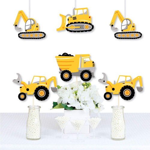 Big Dot of Happiness Dig It - Construction Party Zone - Dump Truck Bulldozer Backhoe Excavator Decorations DIY Baby Shower or Birthday Party Essentials - Set of 20