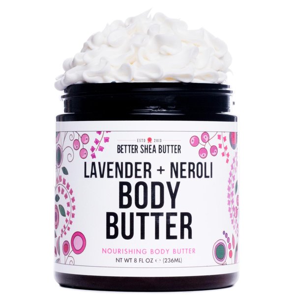 Body Butter for Women LAVENDER NEROLI | Whipped Body Moisturizer with Raw Shea Butter for Dry Skin, Paraben Free, Non-Greasy, No Synthetic Fragrances | 8 oz