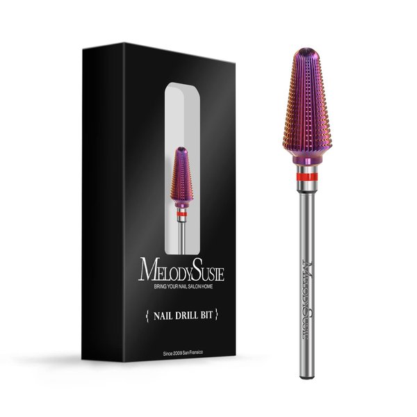 MelodySusie Professional Tornado Nail Drill Bits, 3/32'' Carbide Tungsten Multi-function Bits, Suitable for Manicure Pedicure Cuticle Gel Polishing, Salon Bits, Purple, Series Bit-X, Fine